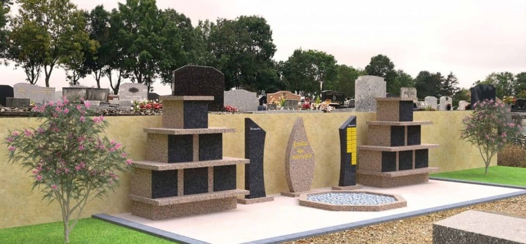 Aménagement paysager d'un jardin du souvenir dans un cimetière